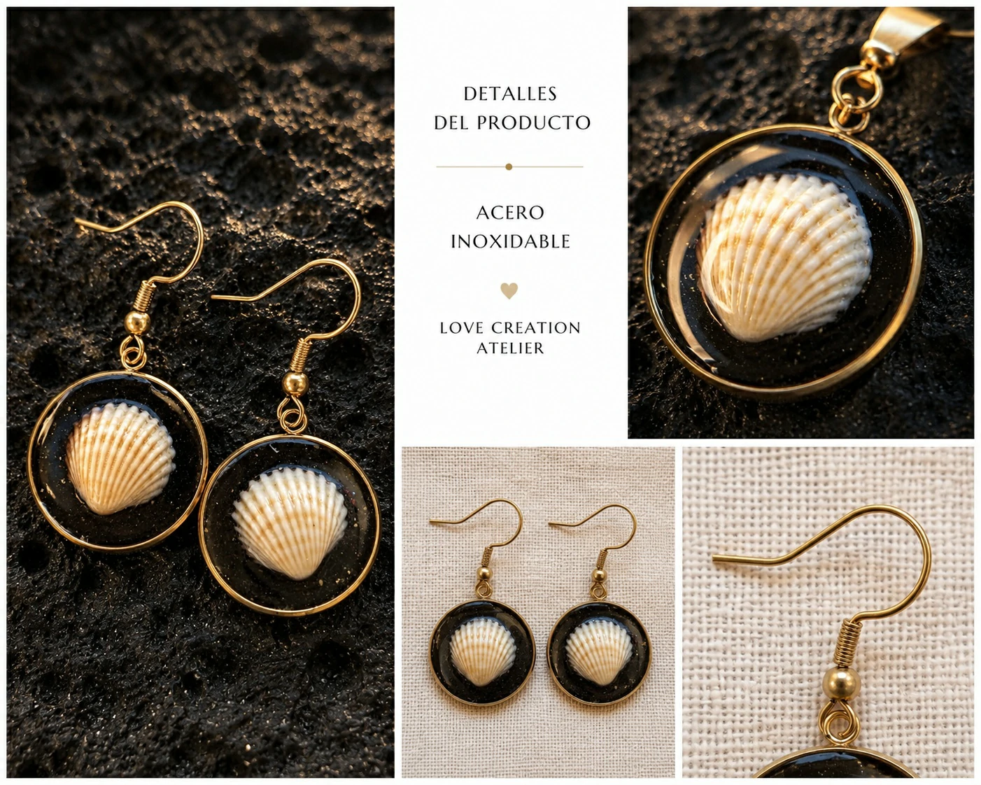 Pendientes artesanal en acero inoxidable dorado inspirada en Tenerife